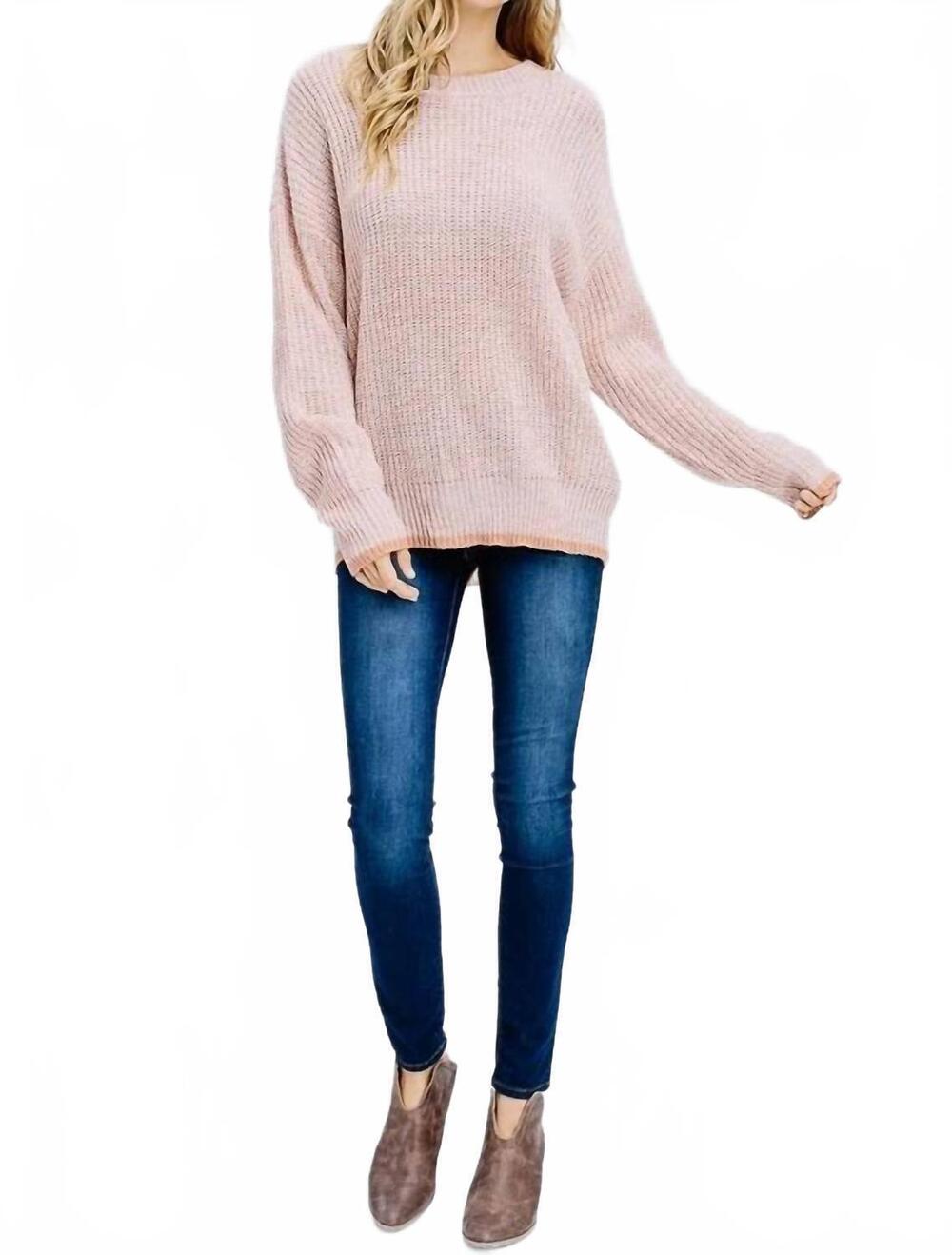 NEW PAPERMOON loretta melange scalloped sweater top in pink
